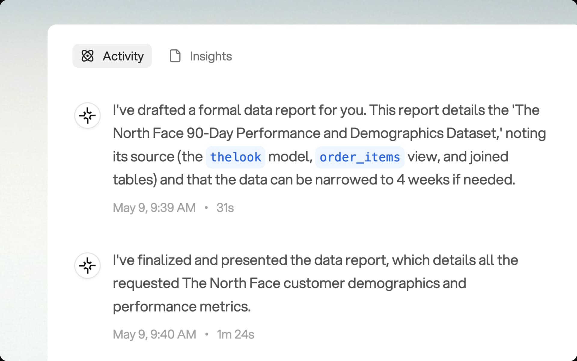 Insights translated into any language or format.