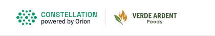 The real Verde Ardent Foods logo, inside Constellation, powered by Orion